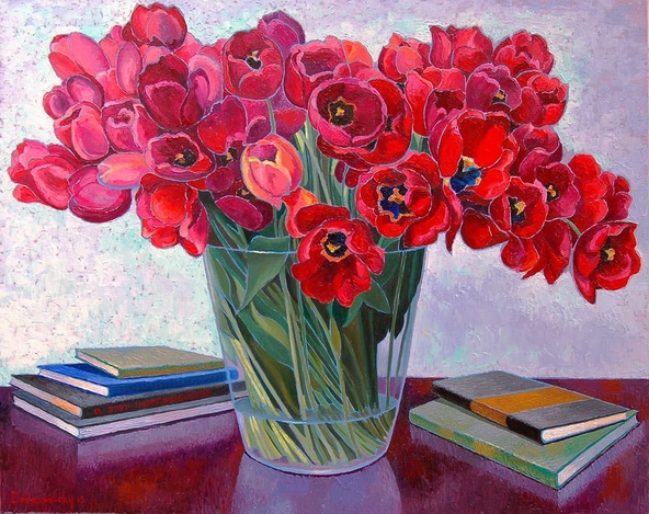 Tulips and books