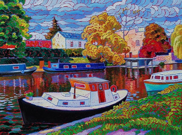 Narrow boats in Cambrige